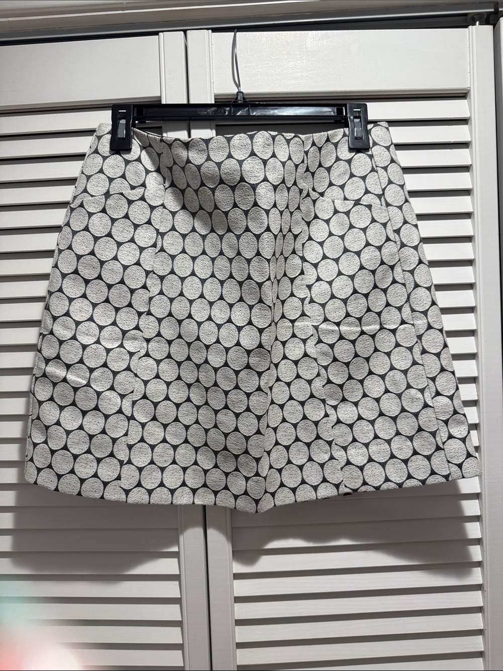 J. Crew White and Black Polka Dot A-Line Skirt